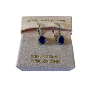 Olivia and Jackson Sterling Silver Faux Sapphire Lever Back Earrings.